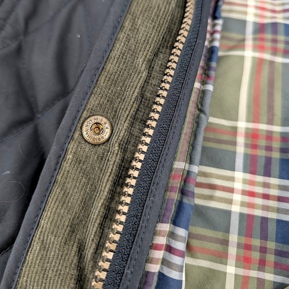 LL Bean Womens Black Quilted Riding Jacket Plaid Lining Corduroy Trim XS 284359 - Picture 6 of 9